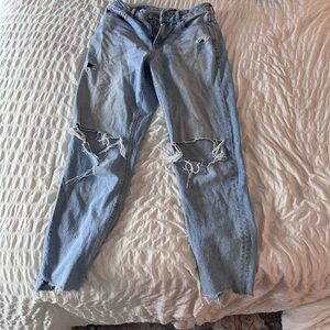 American Eagle Outfitters Light Blue Distressed Straight Leg Jeans